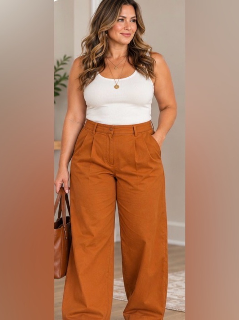 Women's Wide Leg Pants in Orange Like New
